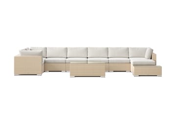 Bahamas utendørs U-sofa 8-seters vendbar divan med åpen avslutning og bord - Beige - Hagemøbler - Loungemøbler - Sofagruppe utendørs