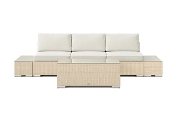 Bahamas utesofa 3-seters med bord - Beige - Hagemøbler - Loungemøbler - Sofagruppe utendørs