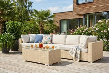 Bahamas utesofa 5-seters med bord - Beige - Hagemøbler - Loungemøbler - Sofagruppe utendørs
