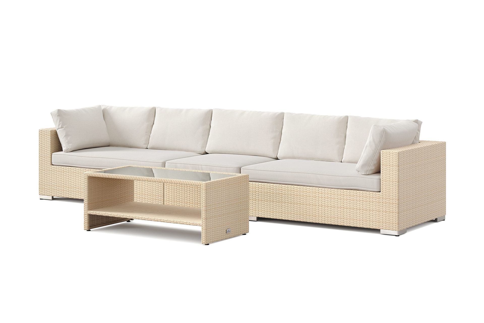 Bahamas utesofa 5-seters med bord og hylle - Beige