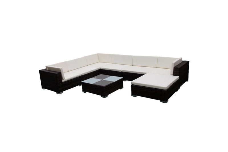 Hagesofagruppe med puter 8 deler polyrotting brun - Sofagruppe utendørs - Loungesett - Verandamøbler