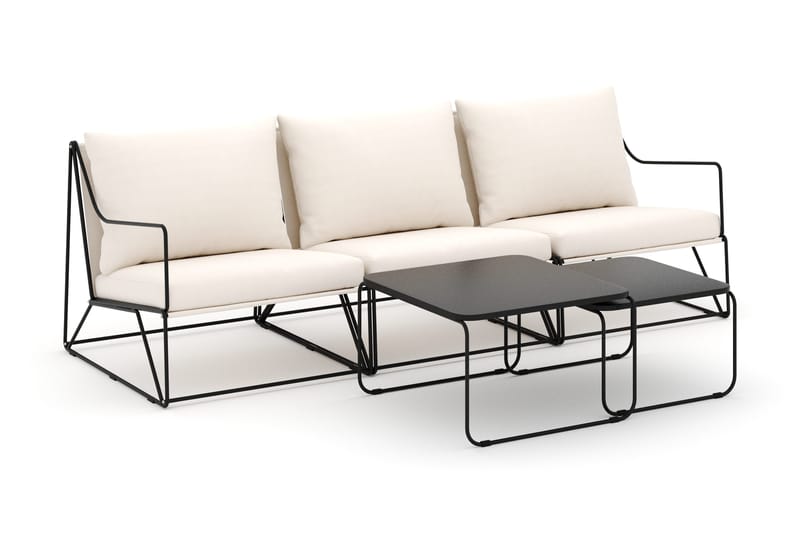 Usteryd 3-seters loungesofa med settbord, Svart/Beige