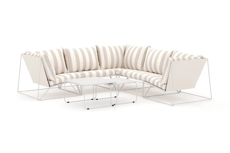 Usteryd utendørs hjørnesofa 5-seter vendbar, Beige/Stripet