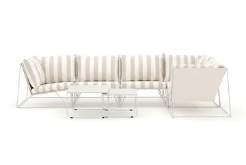 Usteryd utendørs hjørnesofa 5-seters vendbar - Beige/Stripete - Hagemøbler - Loungemøbler - Sofagruppe utendørs