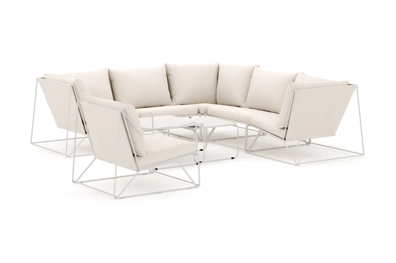 Usteryd utendørs hjørnesofa 6-seter vendbar med lenestol, Beige/Beige