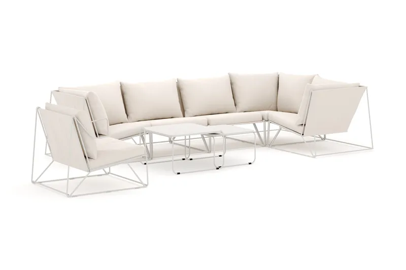 Usteryd utendørs hjørnesofa 6-seters vendbar med lenestol, Beige/Beige