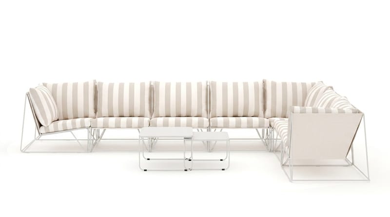 Usteryd utendørs L-sofa 7-seter vendbar - Beige/Stripet - Hagemøbler - Loungemøbler - Sofagruppe utendørs
