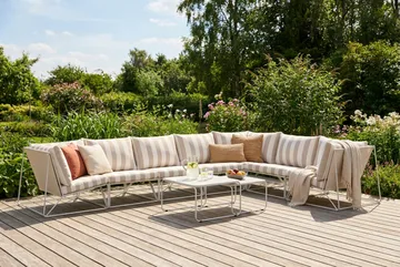 Usteryd utendørs L-sofa 7-seter vendbar - Beige/Stripet - Hagemøbler - Loungemøbler - Sofagruppe utendørs