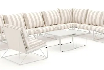 Usteryd utendørs L-sofa 8-seter vendbar med lenestol - Beige/Stripet - Hagemøbler - Loungemøbler - Sofagruppe utendørs