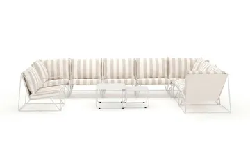 Usteryd utendørs L-sofa 8-seter vendbar med lenestol - Beige/Stripet - Hagemøbler - Loungemøbler - Sofagruppe utendørs