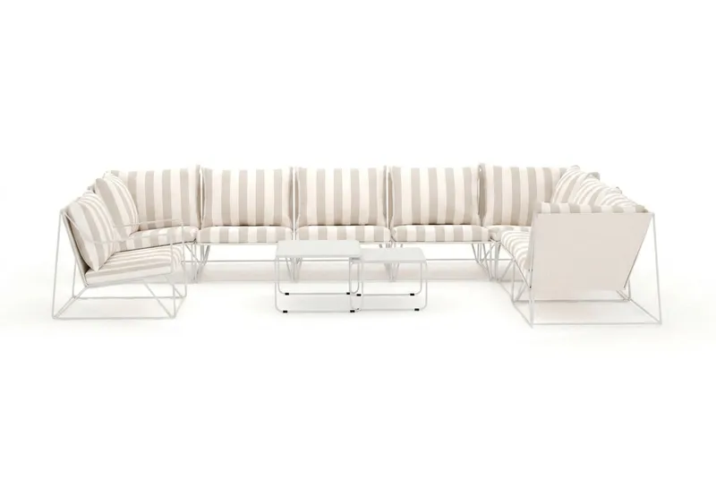 Usteryd utendørs L-sofa 8-seter vendbar med lenestol - Beige/Stripet - Hagemøbler - Loungemøbler - Sofagruppe utendørs