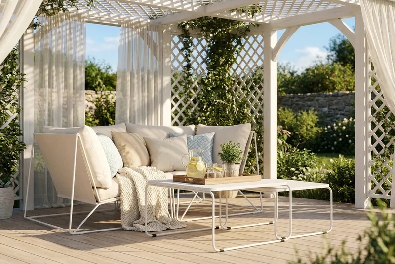 Usteryd utendørs rett 2-seters sofa - Beige/Beige - Hagemøbler - Loungemøbler - Sofagruppe utendørs
