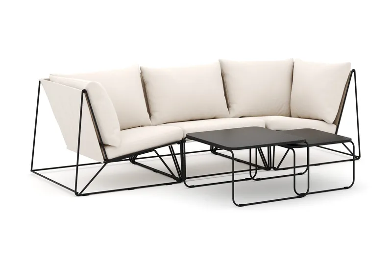Usteryd utendørs rett 3-seters sofa, Svart/Beige
