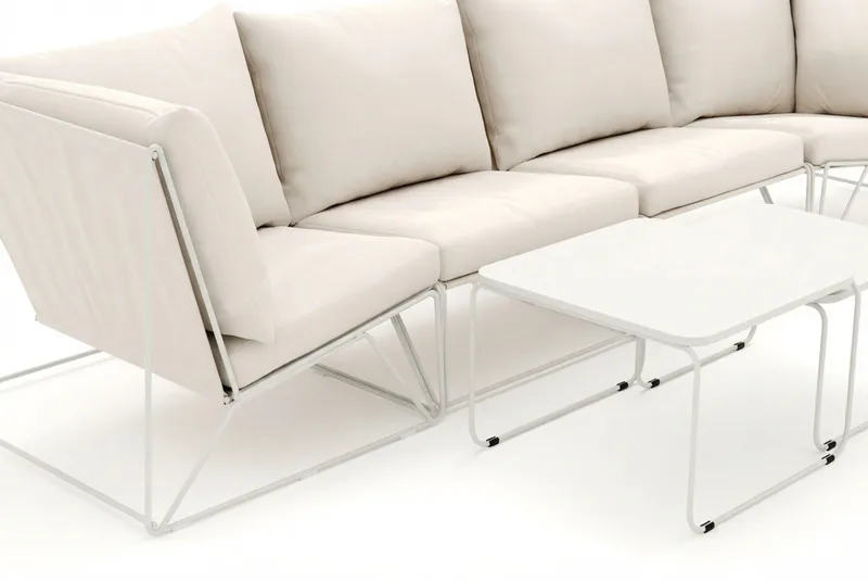 Usteryd utendørs rett 4-seters sofa - Beige/Beige - Hagemøbler - Loungemøbler - Sofagruppe utendørs