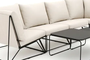 Usteryd utendørs rett 4-seters sofa - Svart/Beige - Hagemøbler - Loungemøbler - Sofagruppe utendørs
