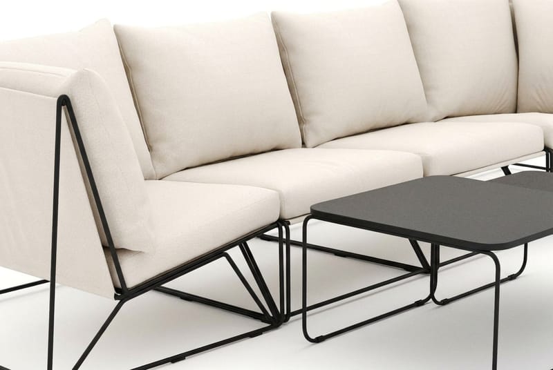 Usteryd utendørs rett 4-seters sofa - Svart/Beige - Hagemøbler - Loungemøbler - Sofagruppe utendørs