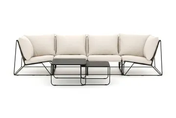 Usteryd utendørs rett 4-seters sofa - Svart/Beige - Hagemøbler - Loungemøbler - Sofagruppe utendørs