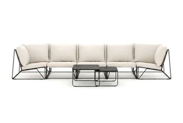Usteryd utendørs rett 5-seters sofa - Svart/Beige - Hagemøbler - Loungemøbler - Sofagruppe utendørs