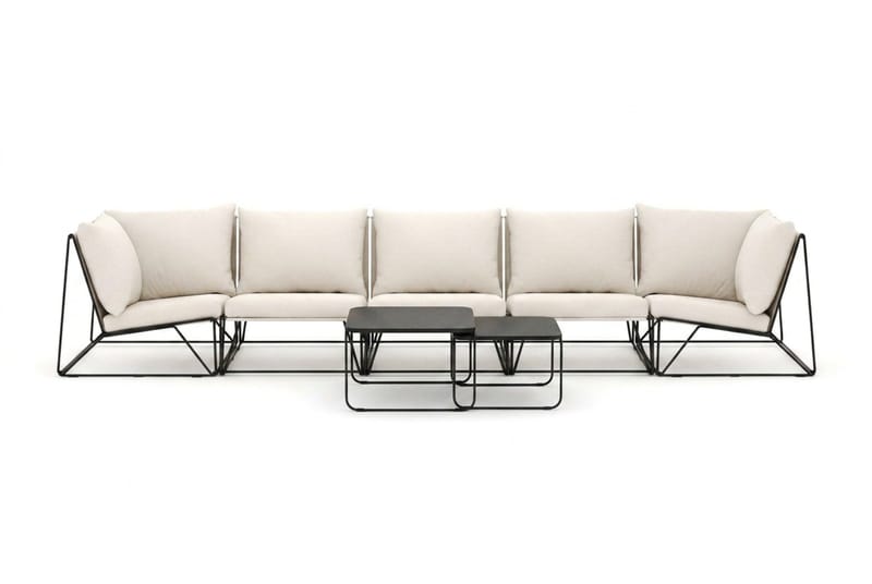 Usteryd utendørs rett 5-seters sofa - Svart/Beige - Hagemøbler - Loungemøbler - Sofagruppe utendørs