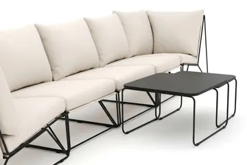 Usteryd utendørs rett 5-seters sofa - Svart/Beige - Hagemøbler - Loungemøbler - Sofagruppe utendørs