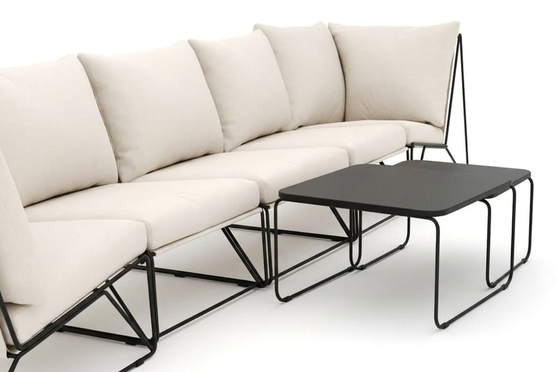 Usteryd utendørs rett 5-seters sofa - Svart/Beige - Hagemøbler - Loungemøbler - Sofagruppe utendørs