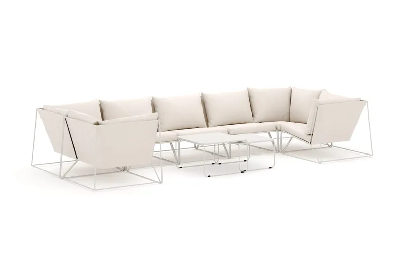 Usteryd utendørs U-sofa 7-seters med lukket avslutning, Beige/Beige