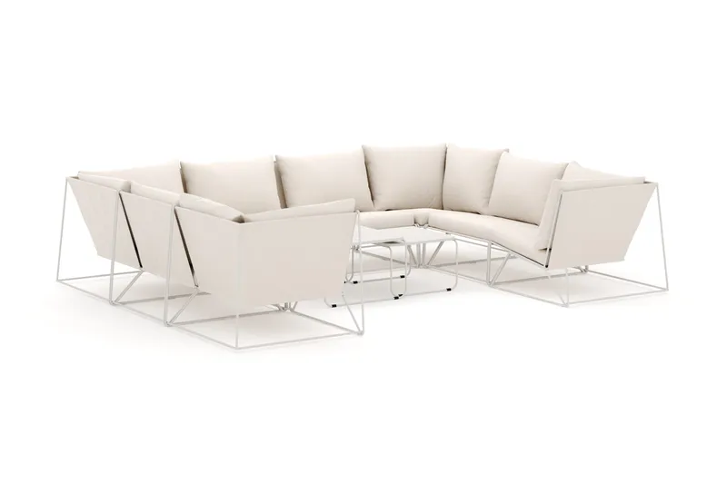 Usteryd utendørs U-sofa 8-seters med lukket avslutning, Beige/Beige