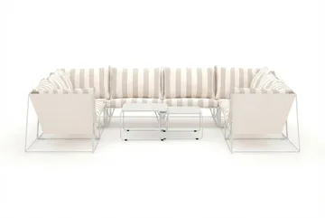 Usteryd utendørs U-sofa 8-seters med lukket avslutning - Beige/Striped - Hagemøbler - Loungemøbler - Sofagruppe utendørs