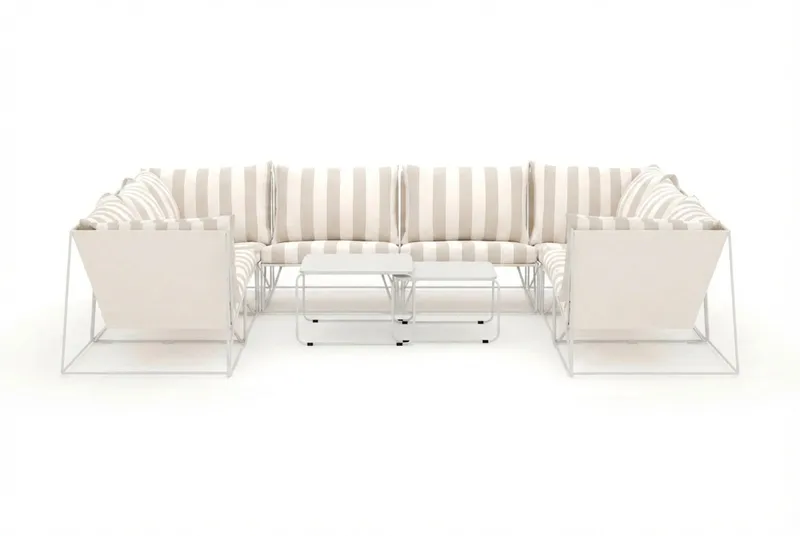 Usteryd utendørs U-sofa 8-seters med lukket avslutning - Beige/Striped - Hagemøbler - Loungemøbler - Sofagruppe utendørs