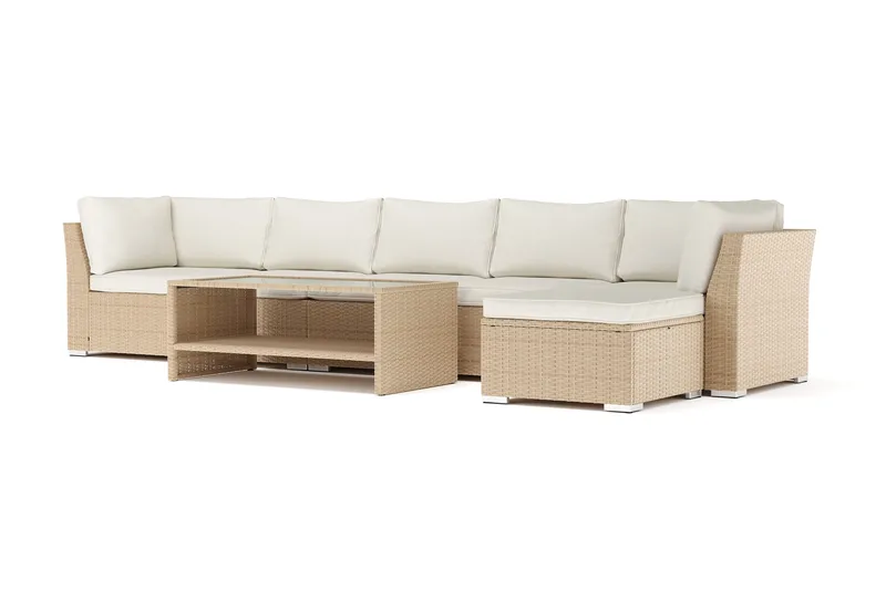 Wisconsin utendørs divansofa 6-seter vendbar, Beige