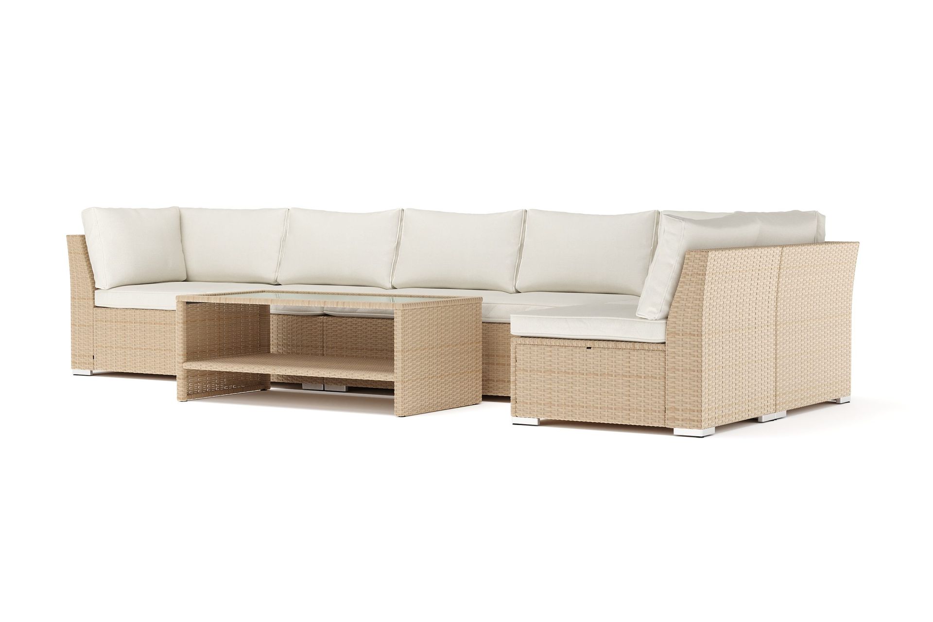 Wisconsin utendørs divansofa 6-seters vendbar - Beige