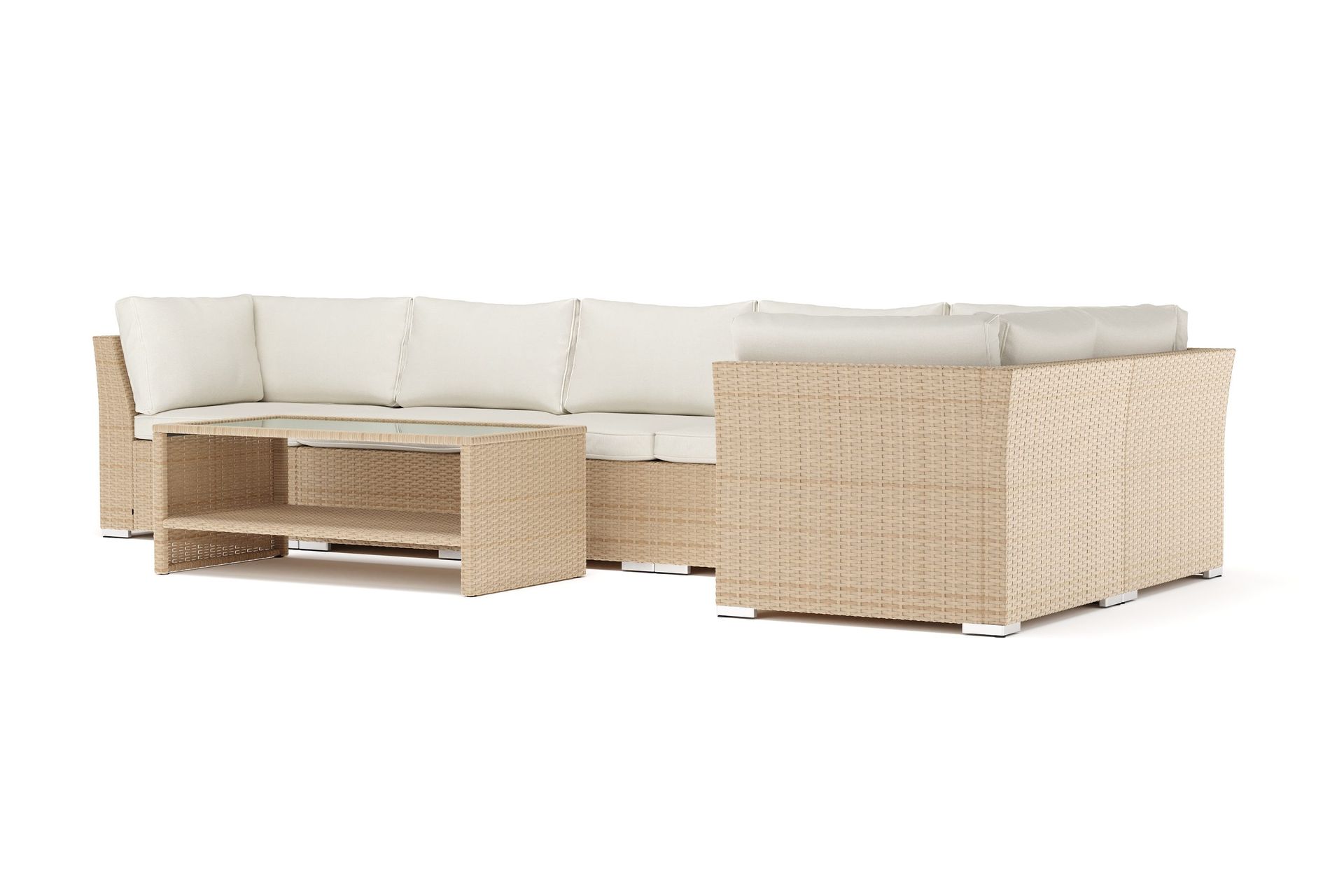 Wisconsin utendørs L-sofa 6-seters vendbar - Beige