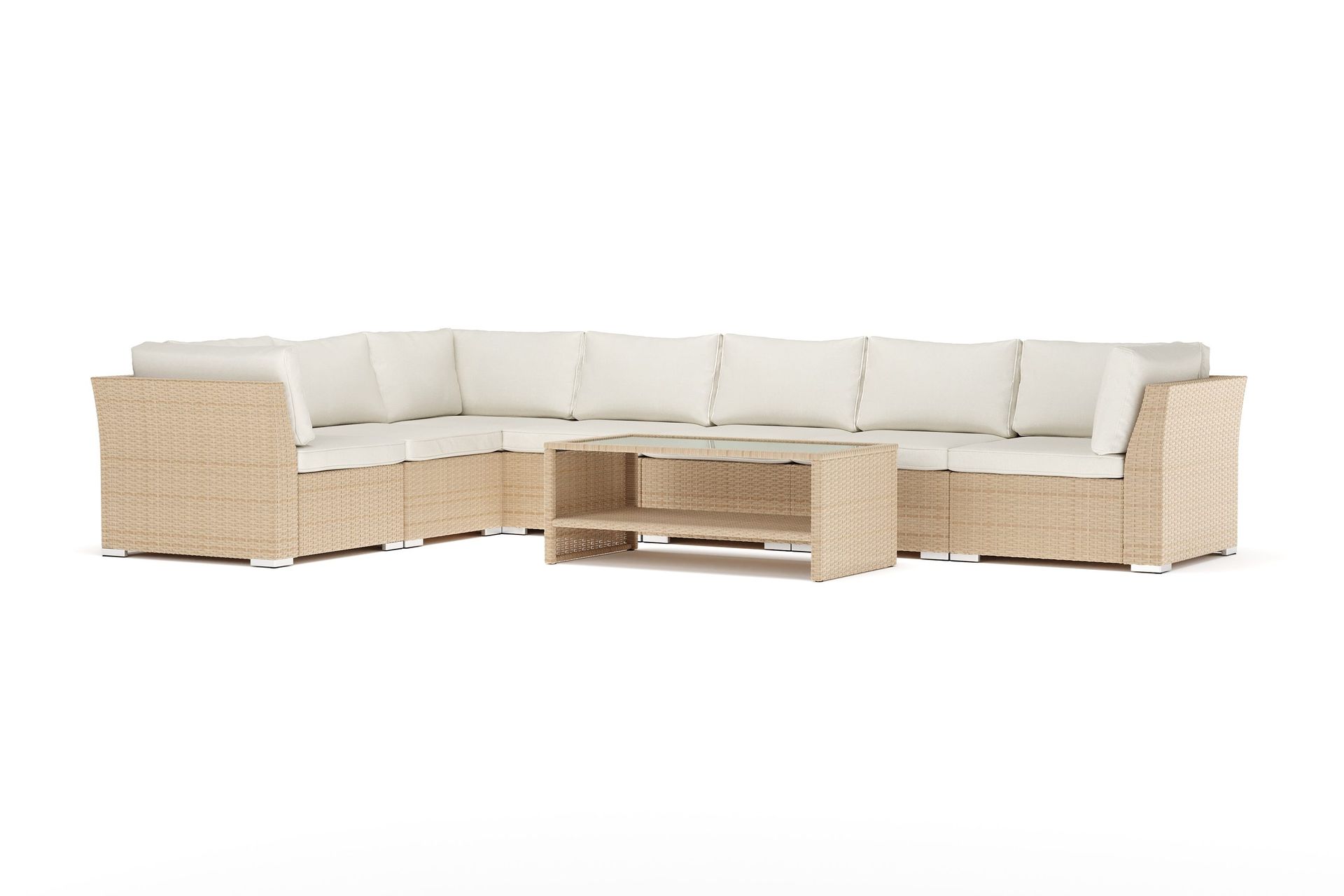 Wisconsin utendørs L-sofa 7-seter vendbar - Beige