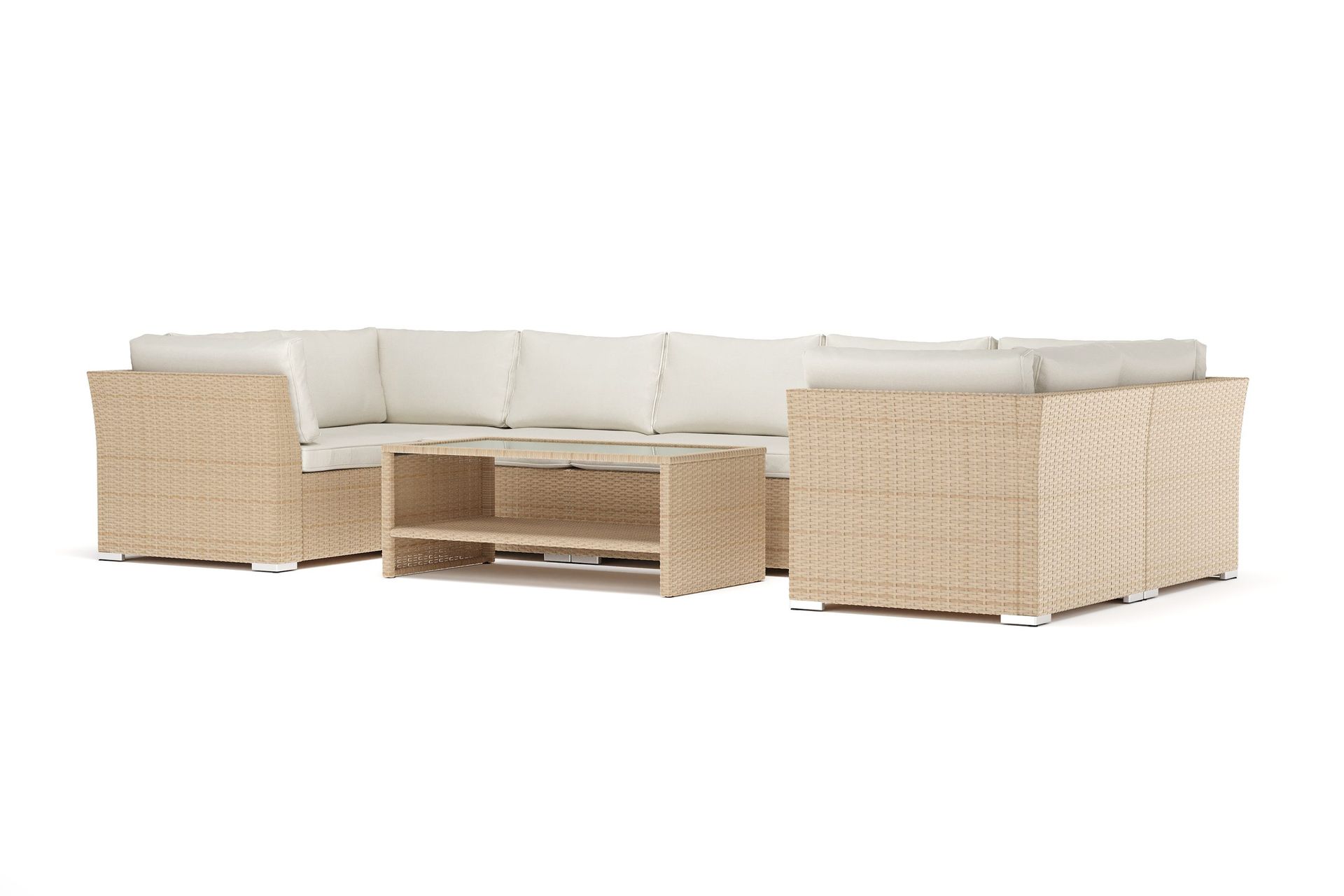 Wisconsin utendørs U-sofa 7-seter med lukket avslutning - Beige