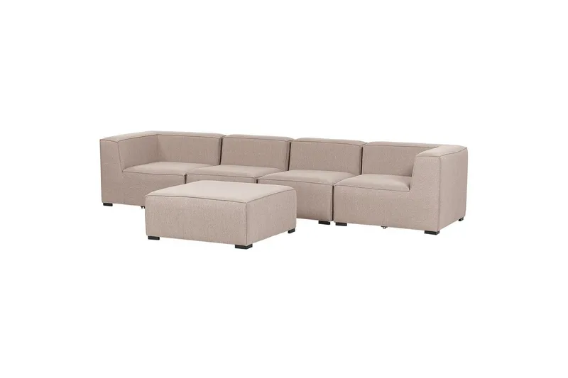 Soffa med fotpall Beliani Arezzo Beige/svart Beige, Black - Hagemøbler - Loungemøbler - Sofagruppe utendørs
