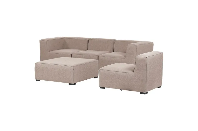 Soffa med fotpall Beliani Arezzo Beige/svart Beige, Black - Hagemøbler - Loungemøbler - Sofagruppe utendørs
