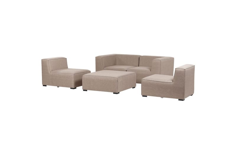 Soffa med fotpall Beliani Arezzo Beige/svart Beige, Black - Hagemøbler - Loungemøbler - Sofagruppe utendørs
