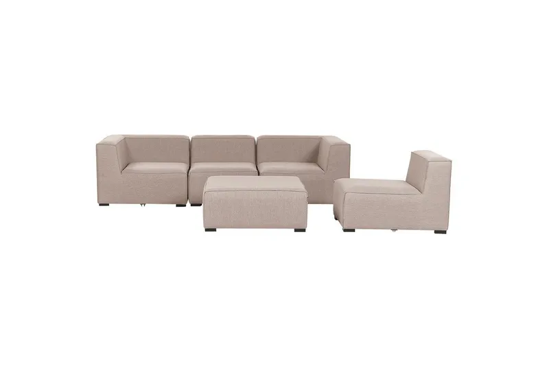 Soffa med fotpall Beliani Arezzo Beige/svart Beige, Black - Hagemøbler - Loungemøbler - Sofagruppe utendørs