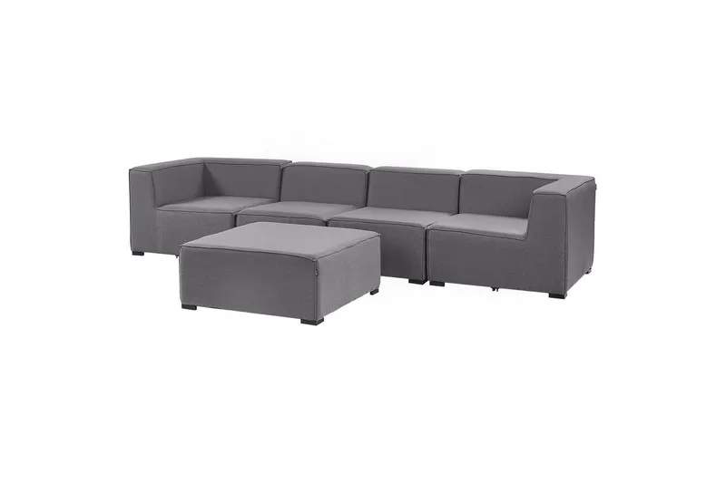 Soffa med fotpall Beliani Arezzo Beige/svart Grey, Black - Hagemøbler - Loungemøbler - Lounge sofa