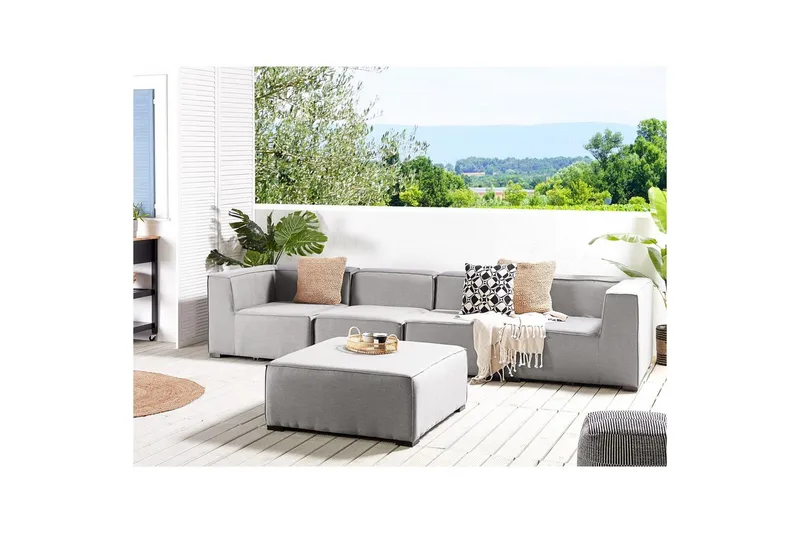 Soffa med fotpall Beliani Arezzo Beige/svart Light grey, Black - Hagemøbler - Loungemøbler - Lounge sofa