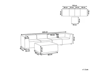 Soffa med fotpall Beliani Arezzo Beige/svart Light grey, Black - Hagemøbler - Loungemøbler - Sofagruppe utendørs