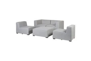 Soffa med fotpall Beliani Arezzo Beige/svart Light grey, Black - Hagemøbler - Loungemøbler - Sofagruppe utendørs