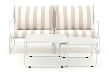 Usteryd 2-seters loungesofa med settbord - Beige/Stripet - Hagemøbler - Loungemøbler - Sofagruppe utendørs