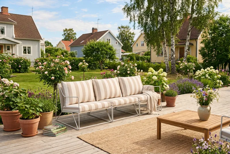 Usteryd 3-seters loungesofa - Beige/Stripet - Hagemøbler - Loungemøbler - Lounge sofa
