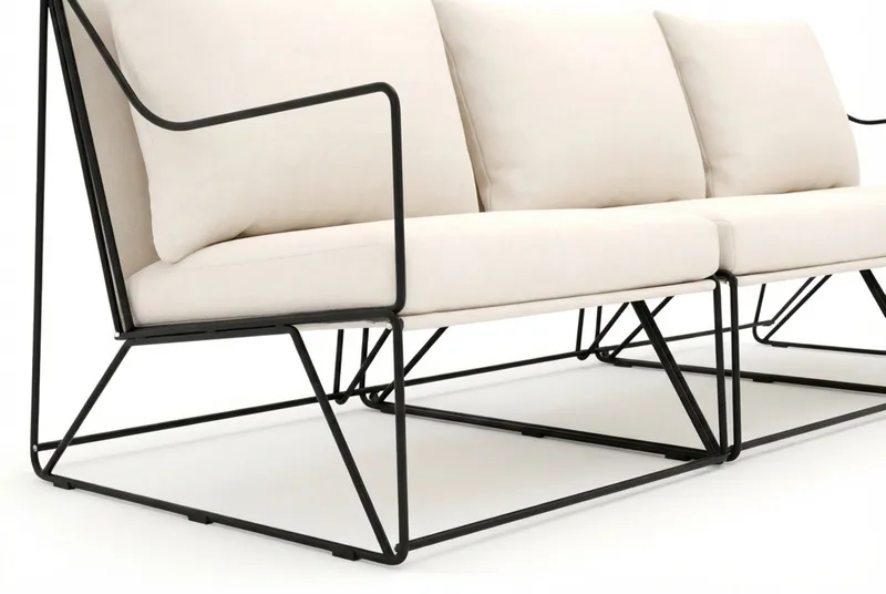 Usteryd 3-seters loungesofa - Svart/Beige - Hagemøbler - Loungemøbler - Lounge sofa