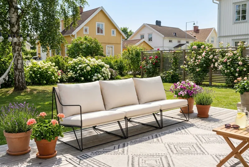 Usteryd 3-seters loungesofa - Svart/Beige - Hagemøbler - Loungemøbler - Lounge sofa
