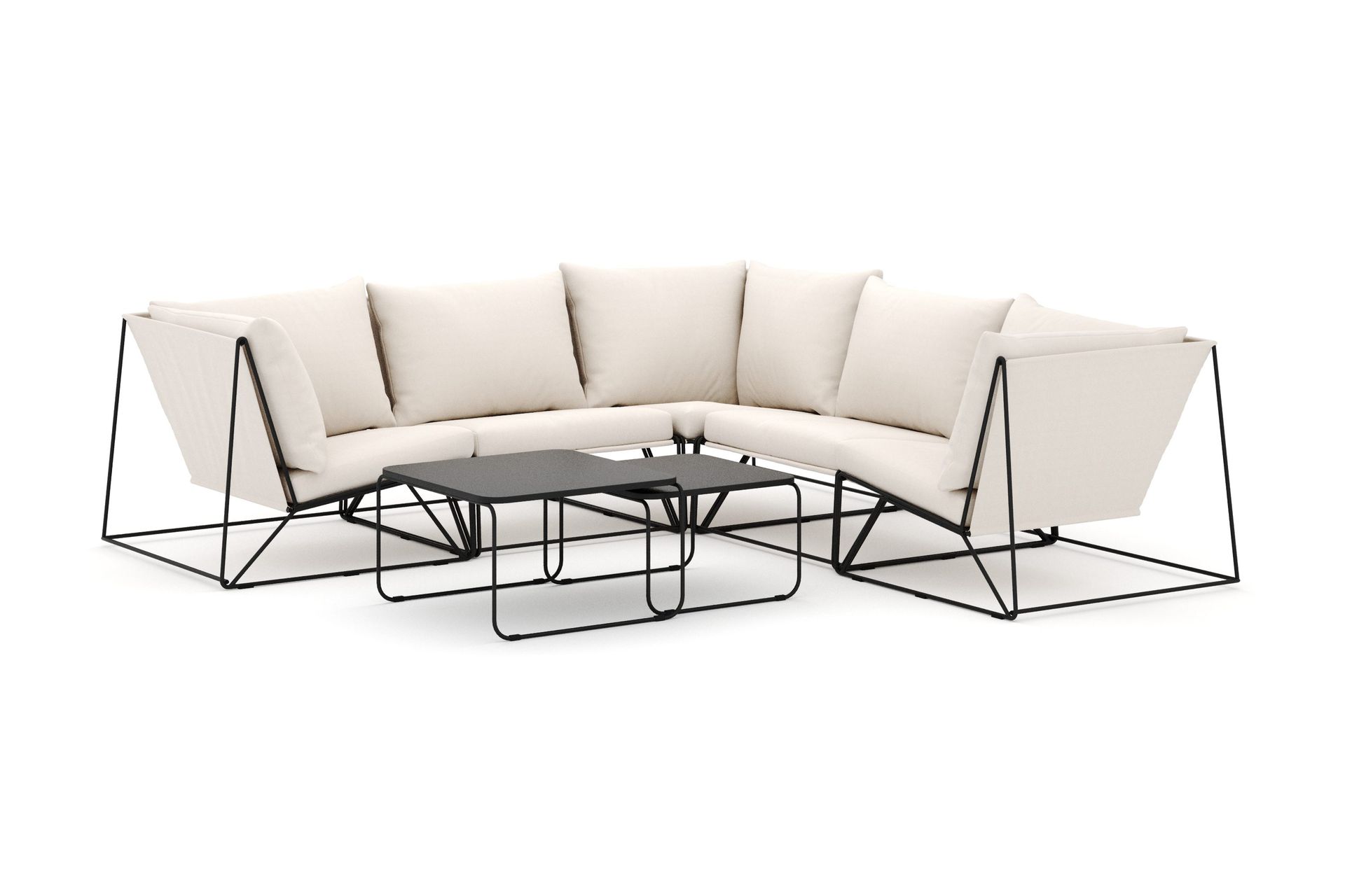 Usteryd utendørs hjørnesofa 5-seter vendbar - Svart/Beige