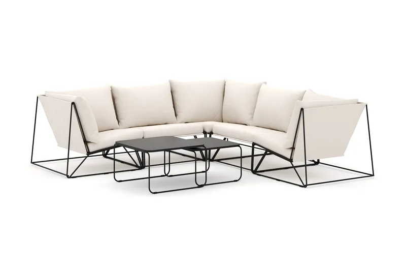 Usteryd utendørs hjørnesofa 5-seter vendbar, Svart/Beige
