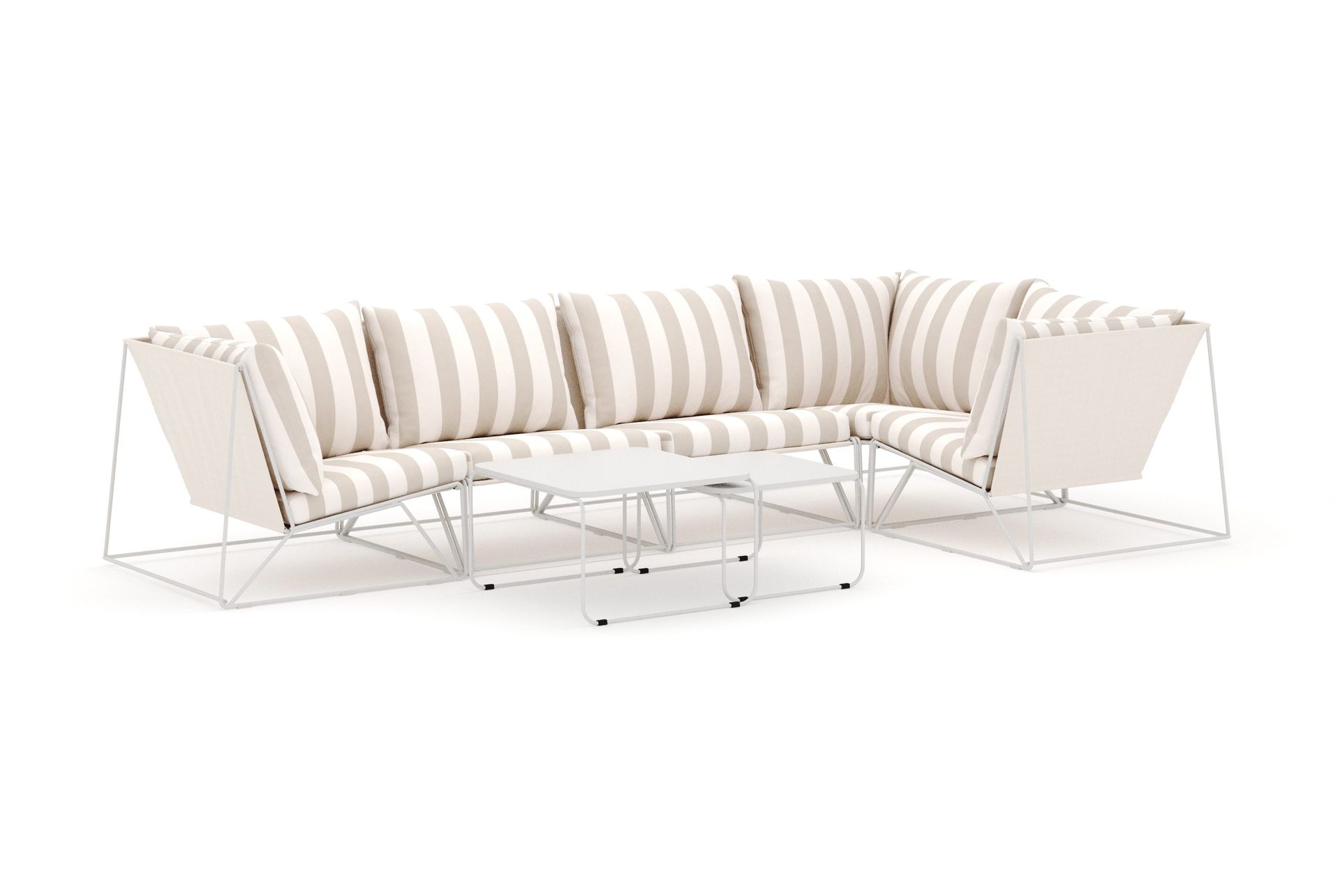 Usteryd utendørs hjørnesofa 5-seters vendbar - Beige/Stripete
