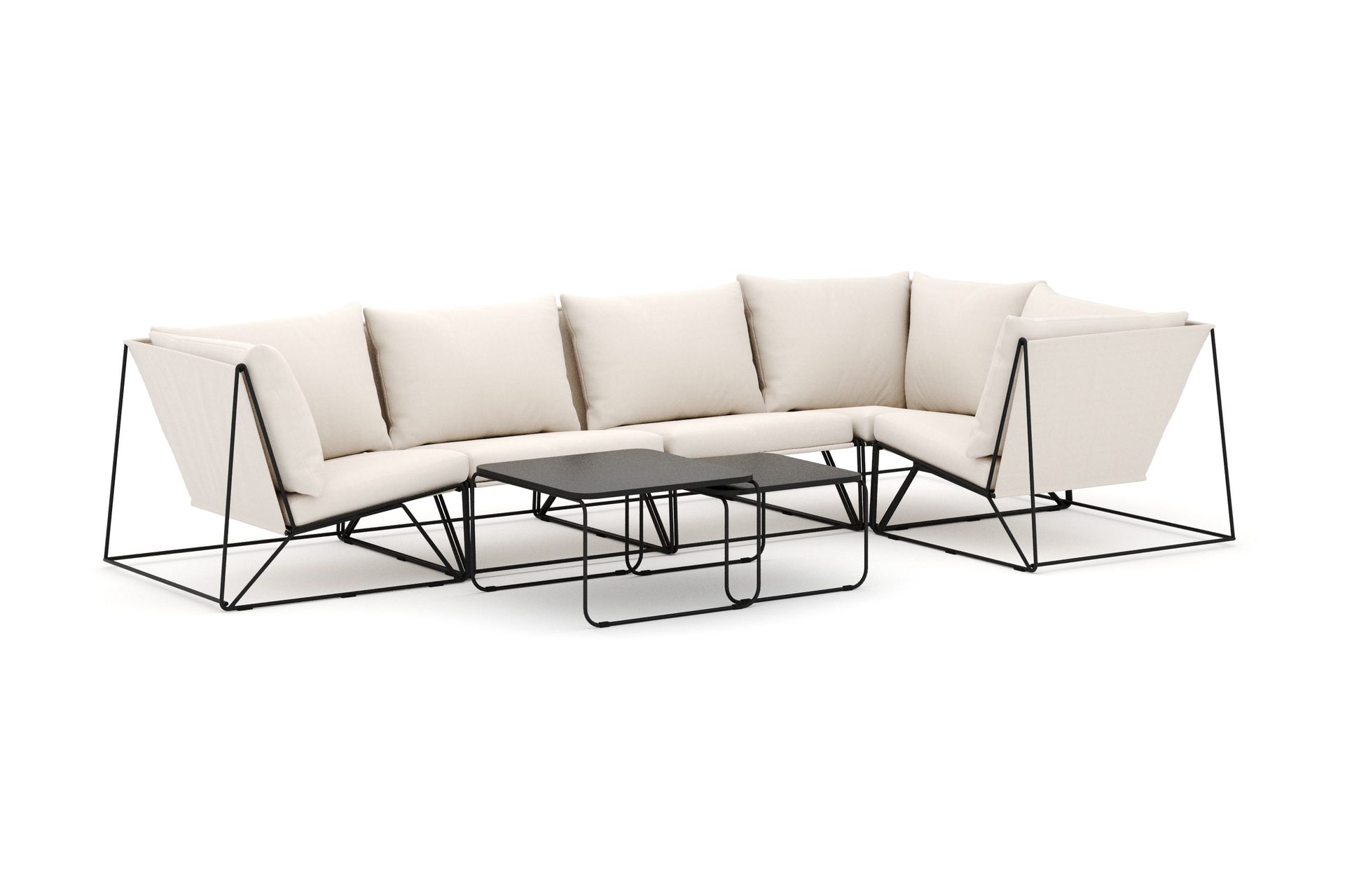 Usteryd utendørs hjørnesofa 5-seters vendbar - Svart/Beige